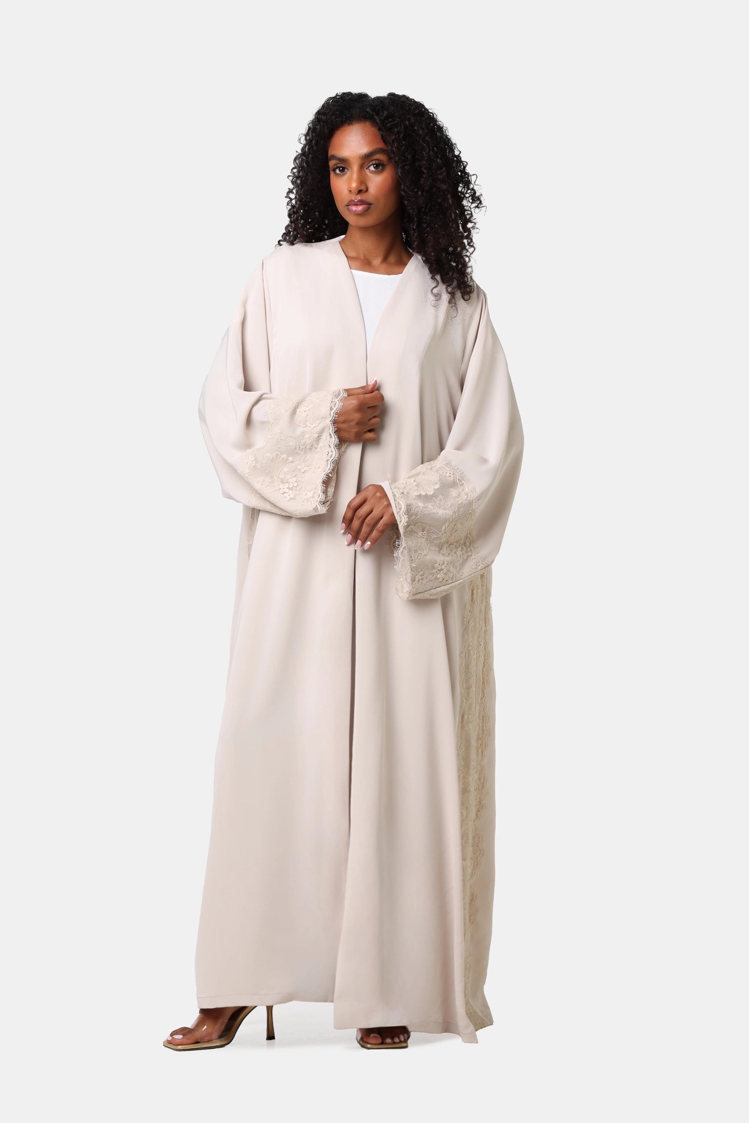 Lace Abaya Beige