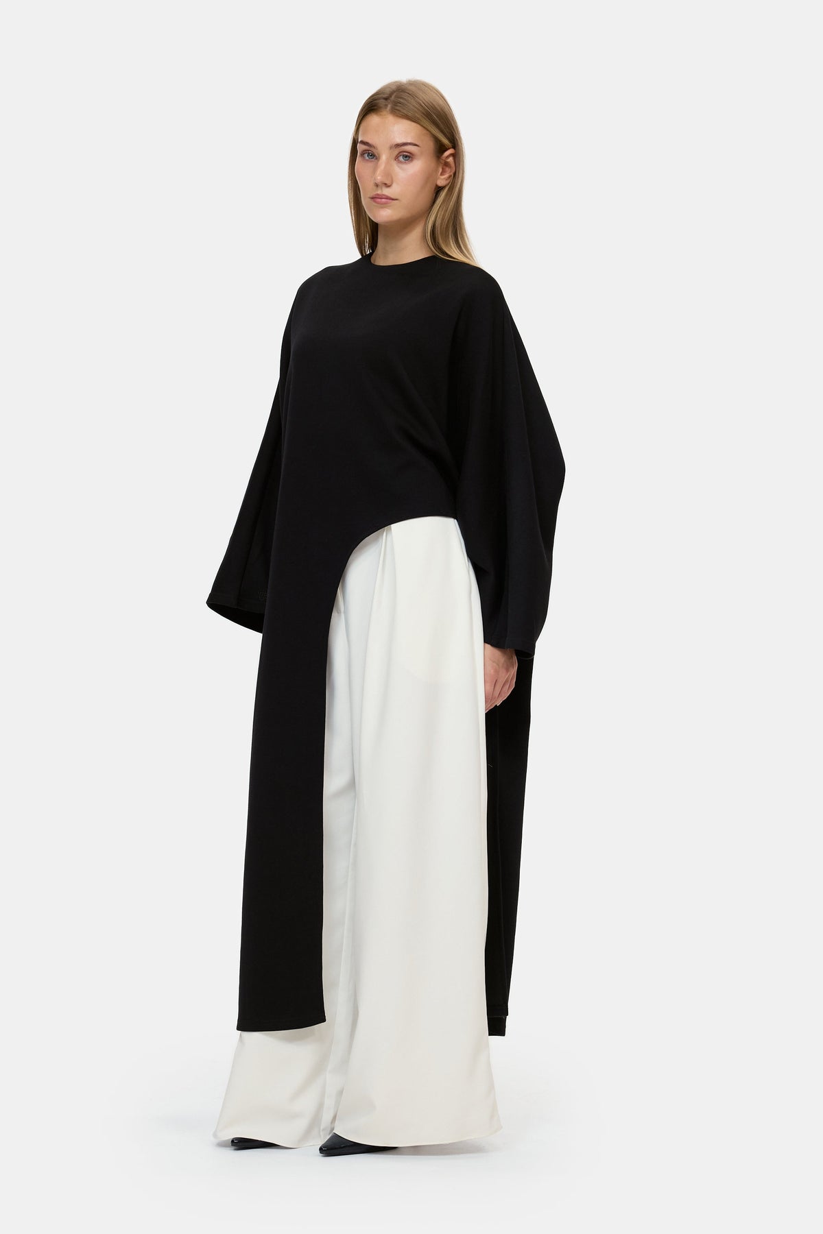 The Unique Set in Black, top worn full length