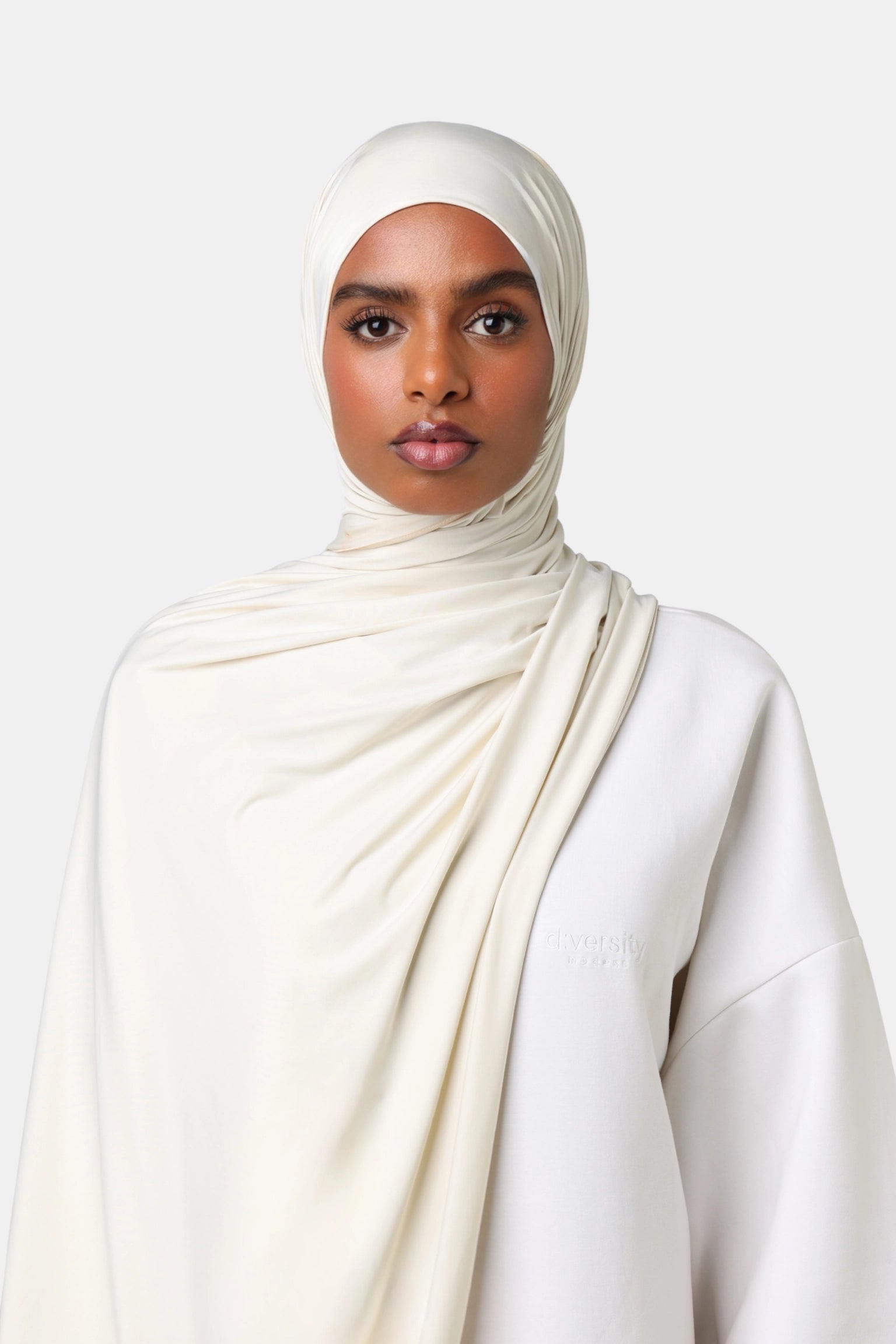 Ice Silk Jersey Scarf Cream White