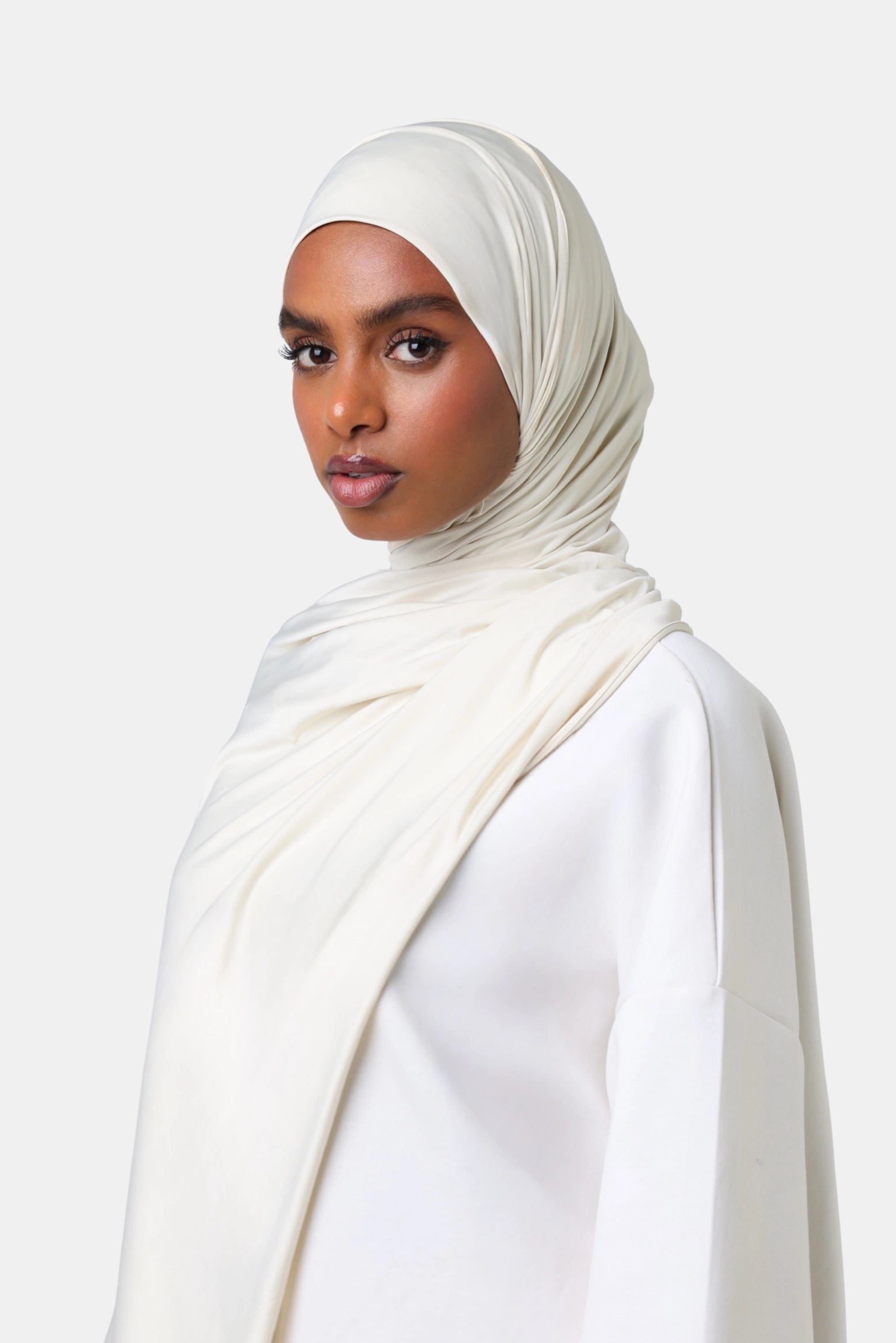 Ice Silk Jersey Scarf Cream White