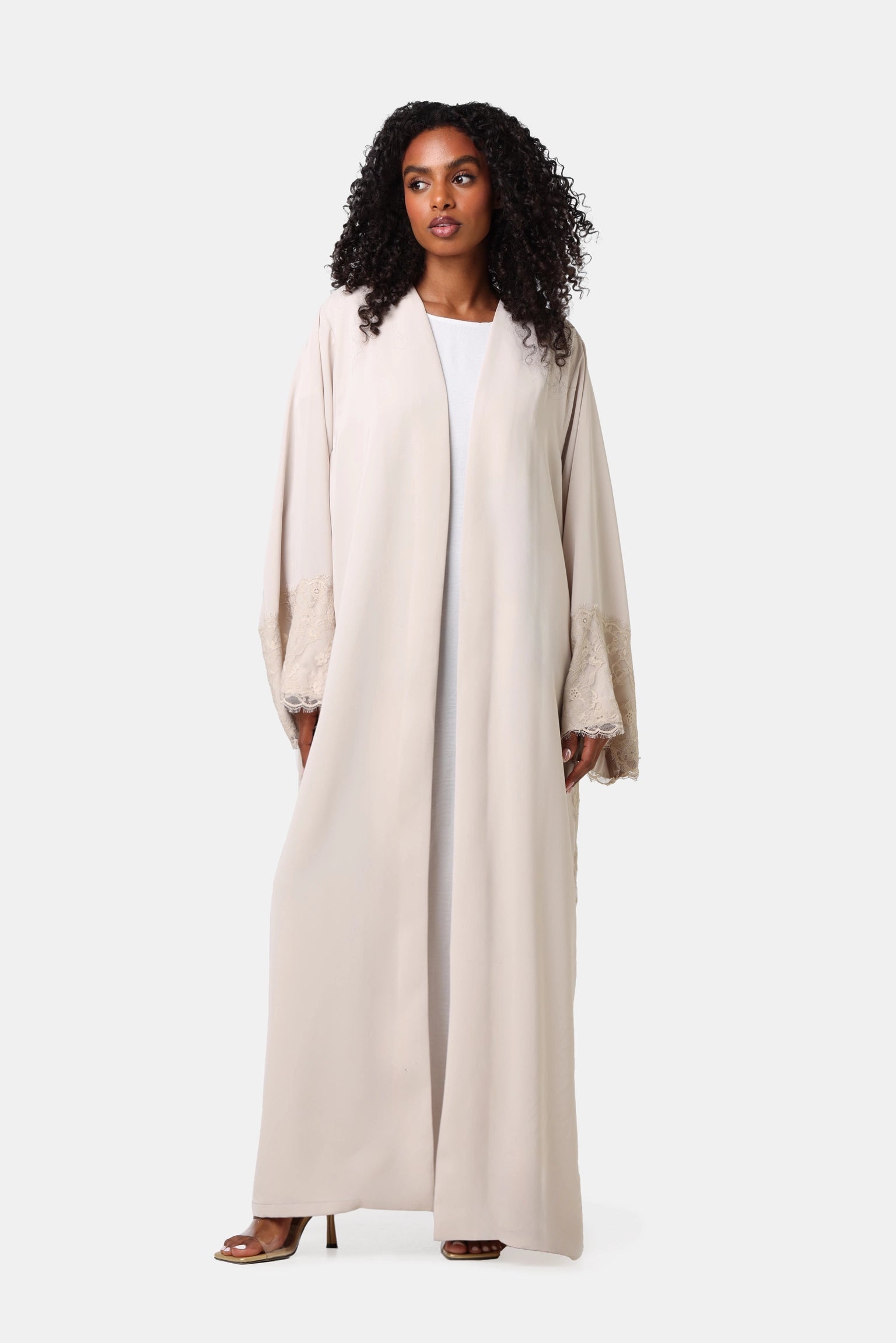 Lace Abaya Beige