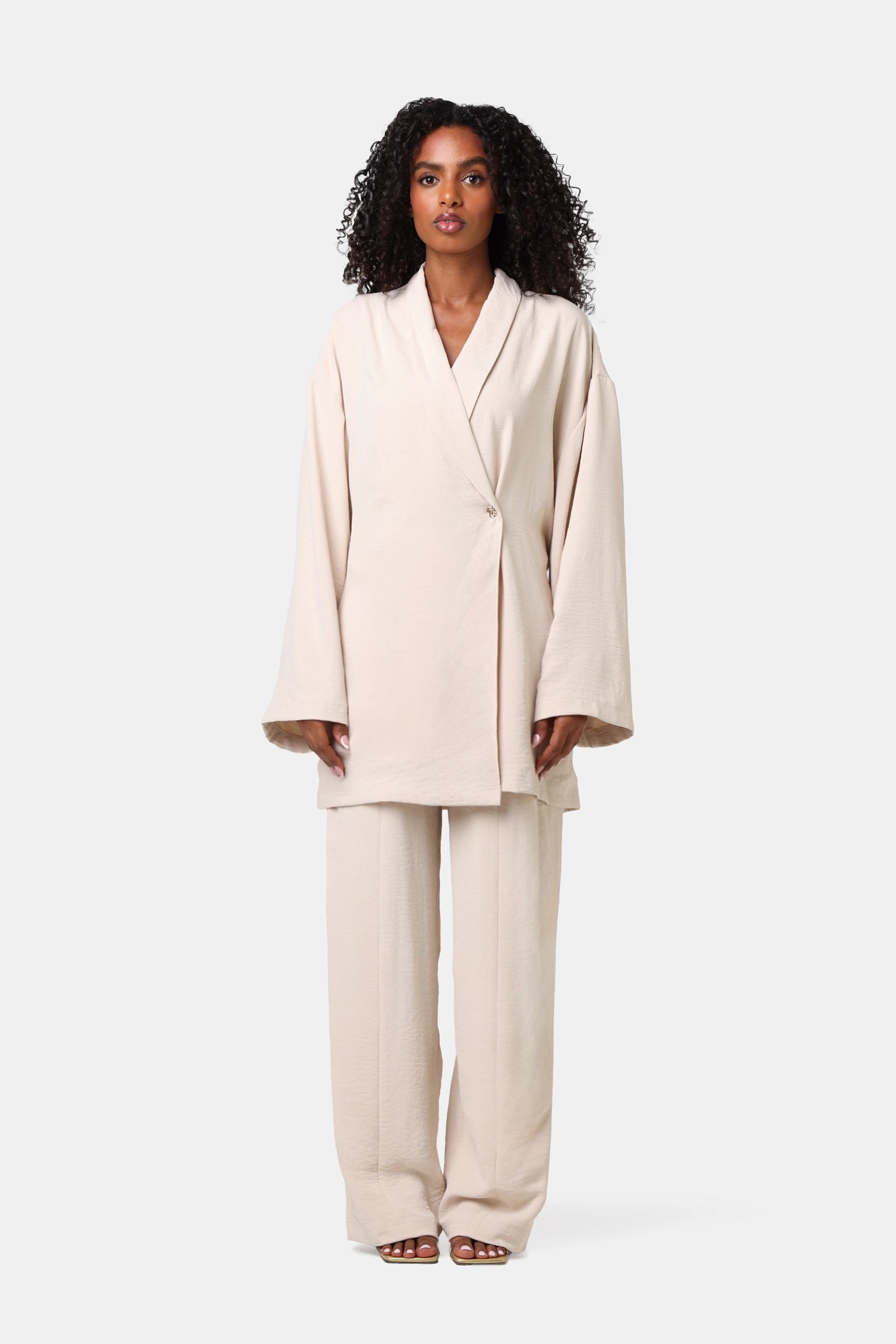 The Muse Pants Set Almond
