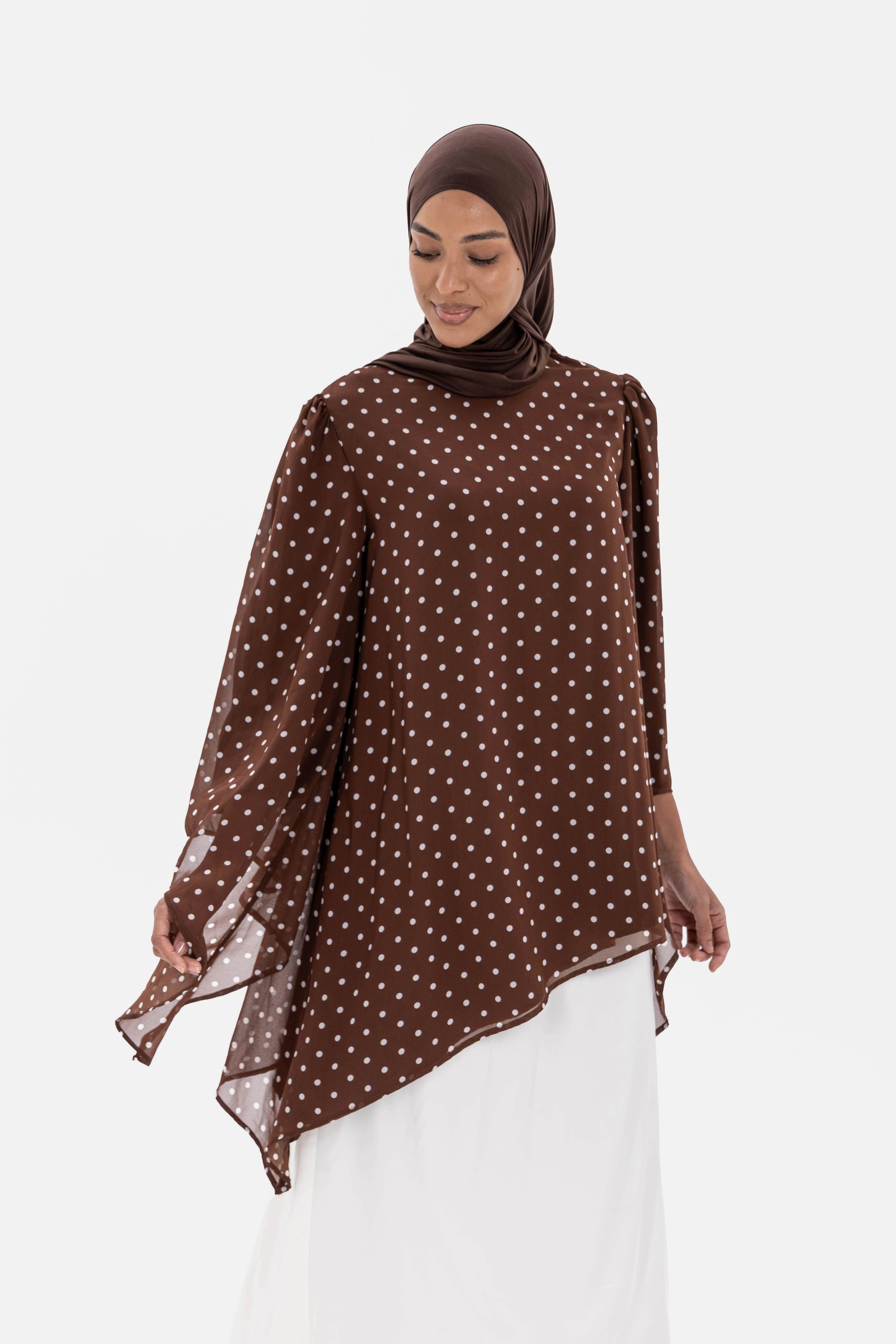 The Asymmetric Polkadot Top Chocolate Dot
