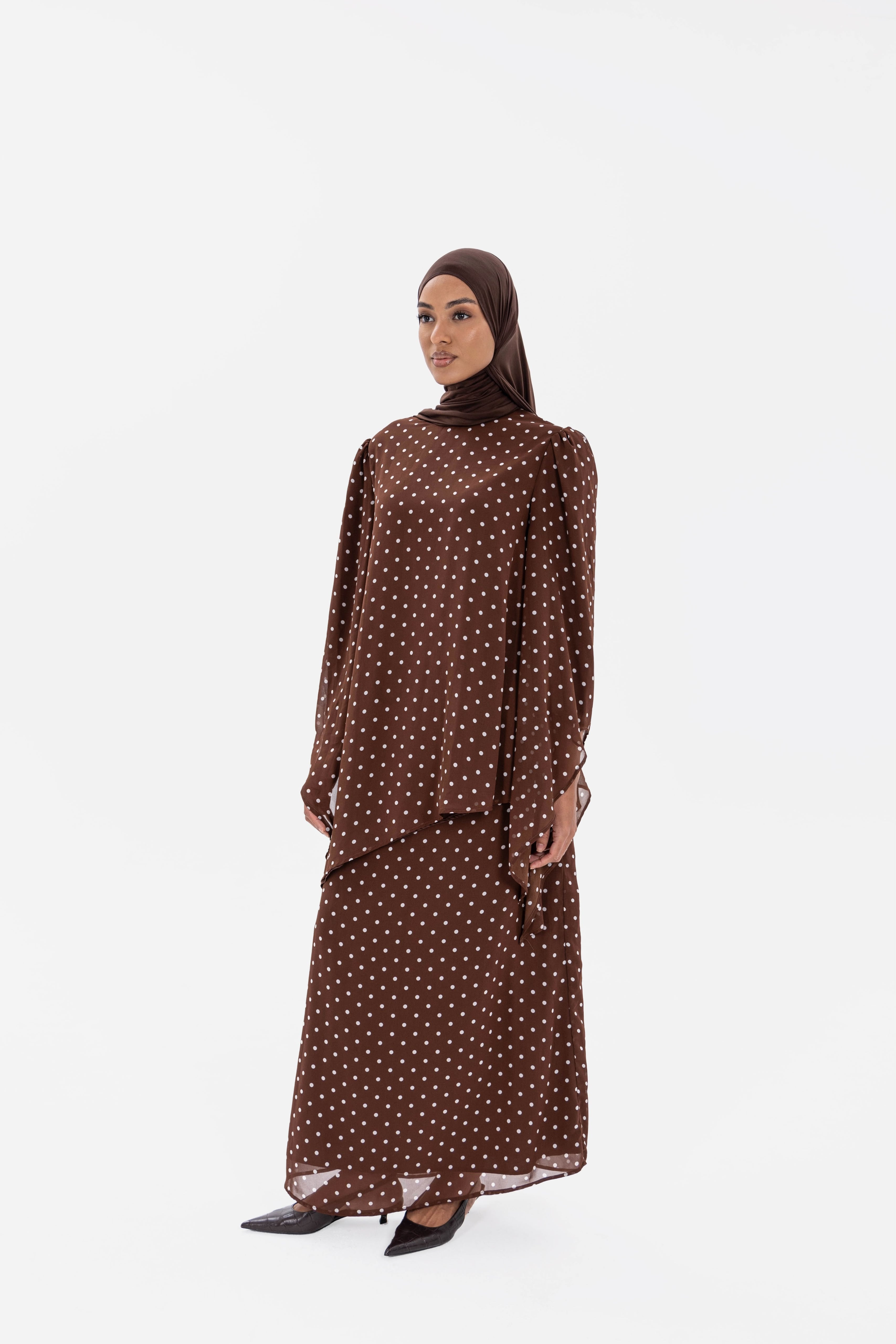 The Asymmetric Polkadot Skirt Chocolate Dot